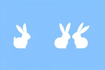 Twin baby rabbits and their friend icon. Generative AI