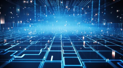Obraz premium Digital data processing in the virtual cloud abstract background