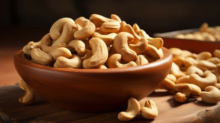 Cahews in the wood bowl UHD wallpaper