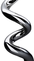 Y2K chrome curved line shape isolated. Futuristic metallic curve element background