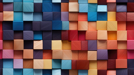 seamless mosaic wooden squares, cubes, blocks background pattern