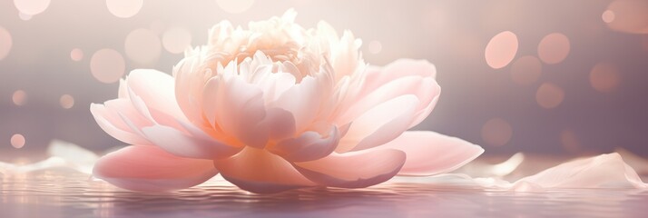 Single Peony Blossom with Gentle Bokeh Effect Delicate Blush and Creamy White Tones Saint Valentines Day Themed Backdrop