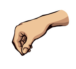 A hand is holding a pinch of salt. Vector drawing