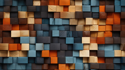 seamless mosaic wooden squares, cubes, blocks background pattern