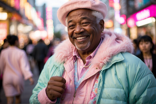  A black grandfather enjoys Harajuku fashion