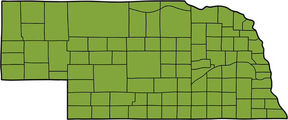 doodle freehand drawing of nebraska state map.