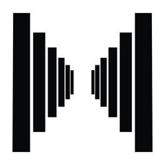 Optical illusion. Geometric illusion - corridor of decreasing rectangles. Flat. Vector illustration