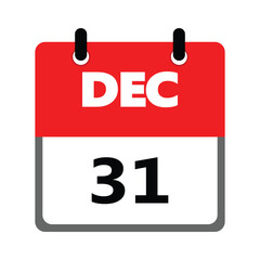 Calendar icon. Schedule, date, day, plan, symbol concept. December 31st on calendar. Vector