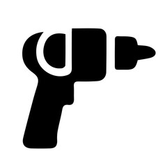 Drilling machine Icon vector silhouette, Drill machine vector silhouette