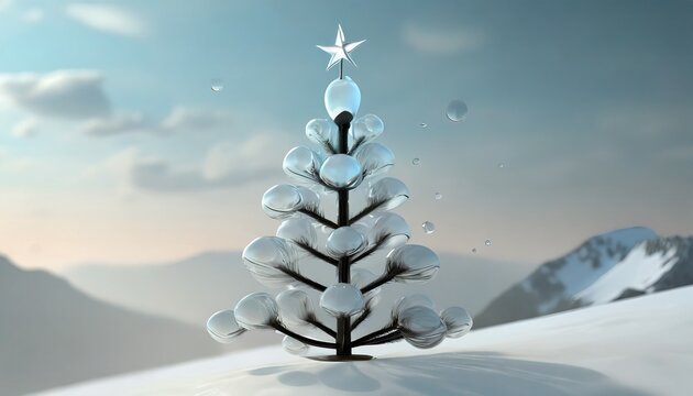 Weihnachtsbaum aus Glas in den bayerischen Alpen
