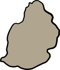 doodle freehand drawing of mauritius island map.