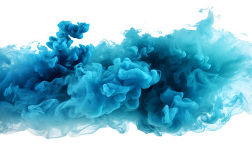 Blue dust and smoke sprayed into the air on a transparent background