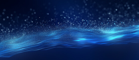 abstract blue background with falling cyber particles, representing a big data stream - obrazy, fototapety, plakaty