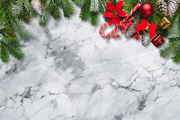 Obraz na płótnie Canvas Merry Christmas and New Year Holidays frame. Snow tree