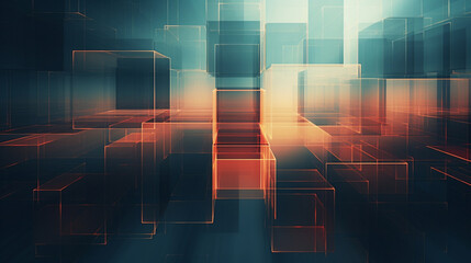 Abstract representation of technology-infused minimal blurry geometry