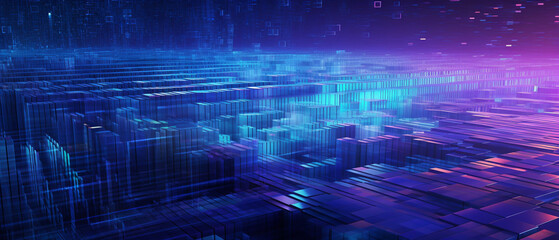 digital artwork of a blue background with dynamic falling cyber particles, symbolizing a big data stream, high-resolution, seamless design