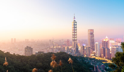  tourist attractions in the city park of taiwan, Asia business concept image, panoramic modern...