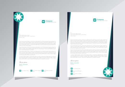 Star Shape Letterhead design template, elegant black  blue letterhead template design, modern Corporate business letterhead design-Vector eps 10 