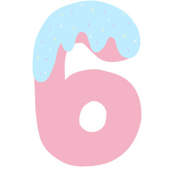 Sweet number 6 doodle, hand drawn 
