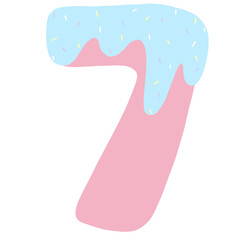 Sweet number 7 doodle, hand drawn 