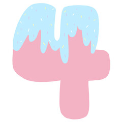 Sweet number 4 doodle, hand drawn 