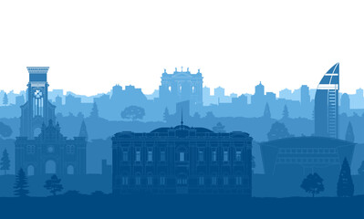 Uruguay famous landmarks by silhouette style,vector illustration