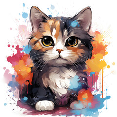 watercolor Scottish Fold clipart, Generative Ai