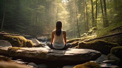 A person in a walking meditation, combining mindfulness and yoga principles in a quiet forest