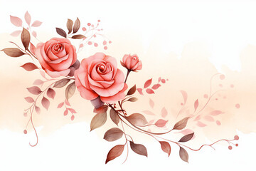 Delicate roses on a peach background