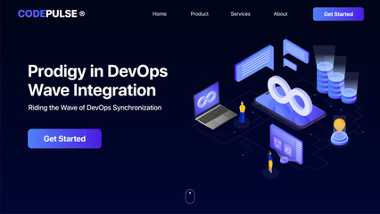 DevOps hero screen concept. DevOps illustration