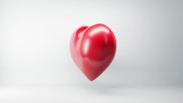 isolate Red heart 3d spin on white background