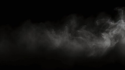 Fototapeta premium Mysterious White Smoke Abstract on Black Background for Atmospheric Effects and Design Elements