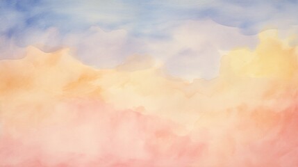 Abstract Watercolor Sky Background with Soft Pastel Sunset Colors for Design and Art Projects