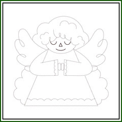 children's educational game. logic game. connect the dots by numbers. handwriting training. coloring book. New Year. Christmas. new year angel
