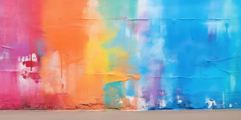 Wandcirkels aluminium Colorful graffiti wall serving as a vibrant urban background. © nur