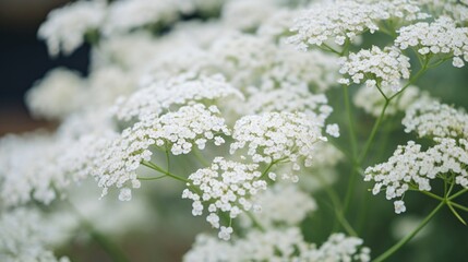 Delicate White Baby's Breath Flowers in Full Bloom Closeup Background