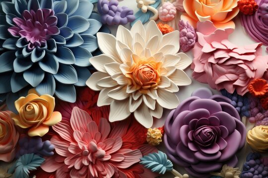 3d floral wallpaper color variation flowers and leaves 3d render background wall decoration Beautiful fantasy vintage flower Ai generated