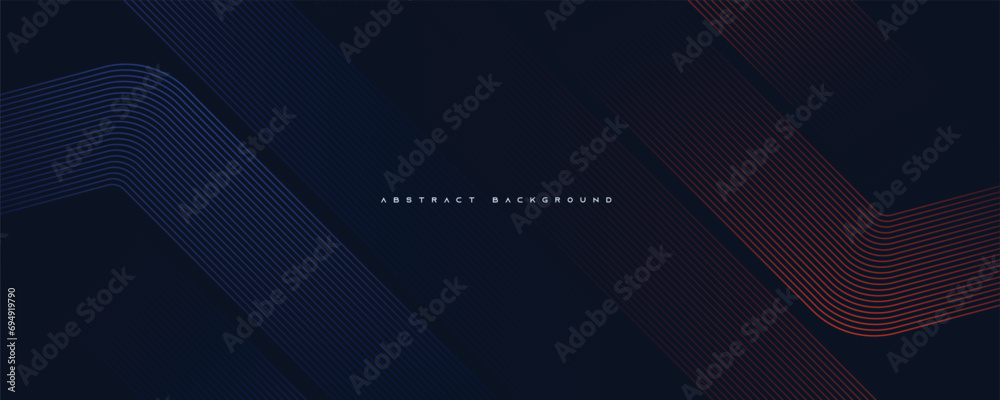 Wall mural abstract blue and orange glowing lines background. modern geometric shape design vector.