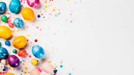 Beautiful Easter eggs on a white background. Selective focus.