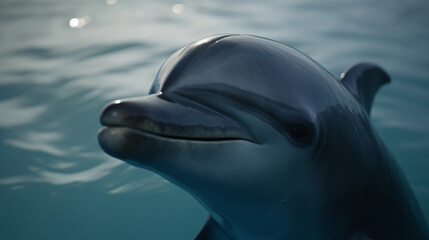 close-up shot capturing the gentle eyes of a graceful dolphin