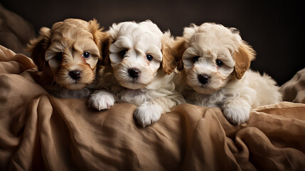 Puppies on a warm blanket.