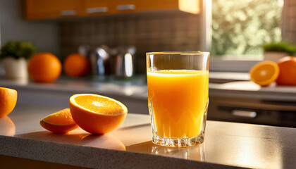 Fresh Orange Juice in Glass: Bright and Healthy Citrus Beverage
