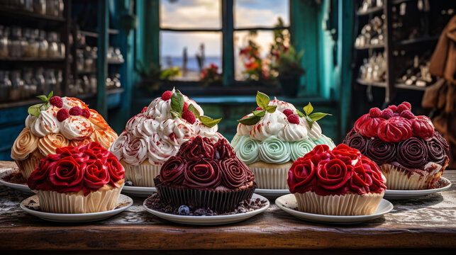 cupcakes in a shop HD 8K wallpaper Stock Photographic Image 