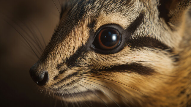 hyperrealistic shot of the serene and gentle eyes of a numbat