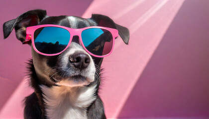 Cute Chihuahua Terrier Puppy Wearing Funny Sunglasses for a Sunny Summer Holiday
