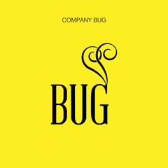logo for the word bug on a yellow background