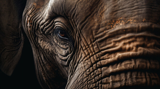 photo capturing the focused eyes of a majestic wild elephant