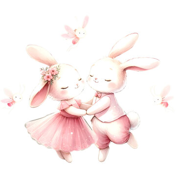 Couple rabbit themed can be used in illustrations, cards, or any other Valentine's Day-themed creations to add a touch of cuteness and love. Generative AI.