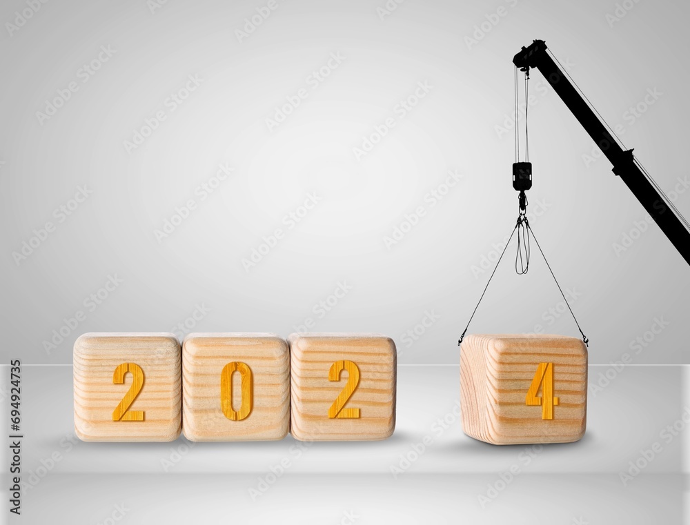 Wall mural new year 2024 cubes successful concept