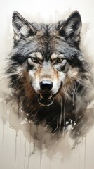 whiteboard art of wolf 